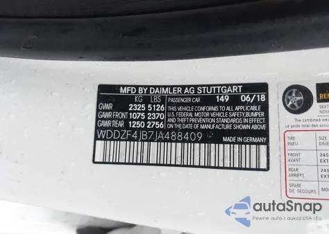 2018 Mercedes-Benz E 300 from USA, damaged, VIN WDDZF4JB7JA488409